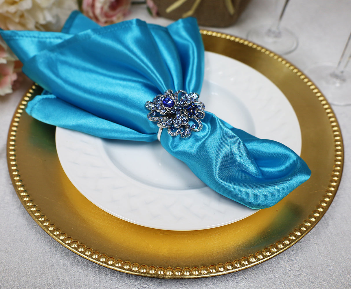 Heavy Duty Satin Dinner Napkins 20x20 Turquoise
