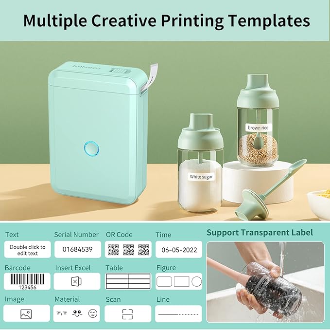 JADENS Label Maker Machine with Tape, D110 Portable Bluetooth Label Printer for Storage, Barcode, Mailing, Office, Home, Organizing, Sticker Maker Mini Label Maker