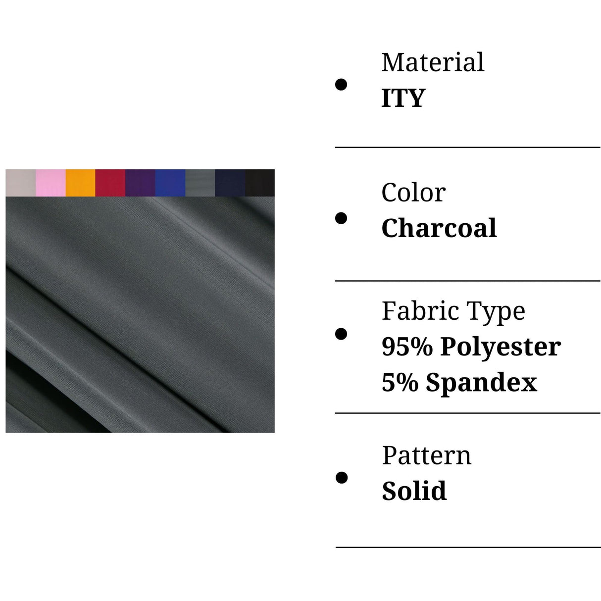 Charcoal ITY Polyester Spandex Knit Fabric