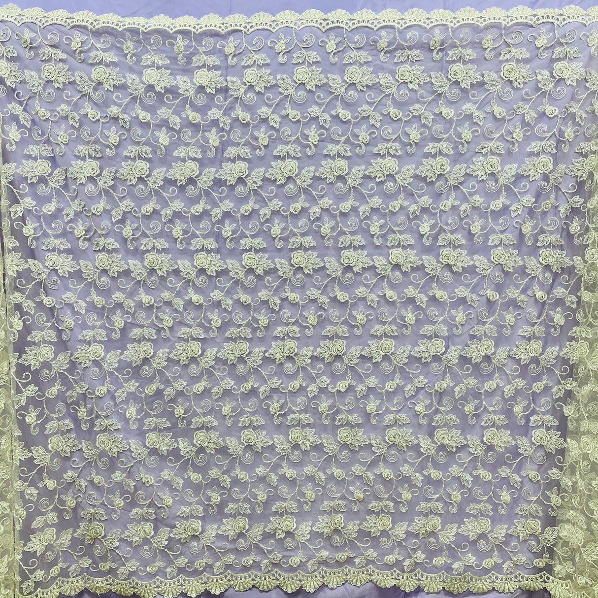 Beaded Corded Floral Bridal Lace
