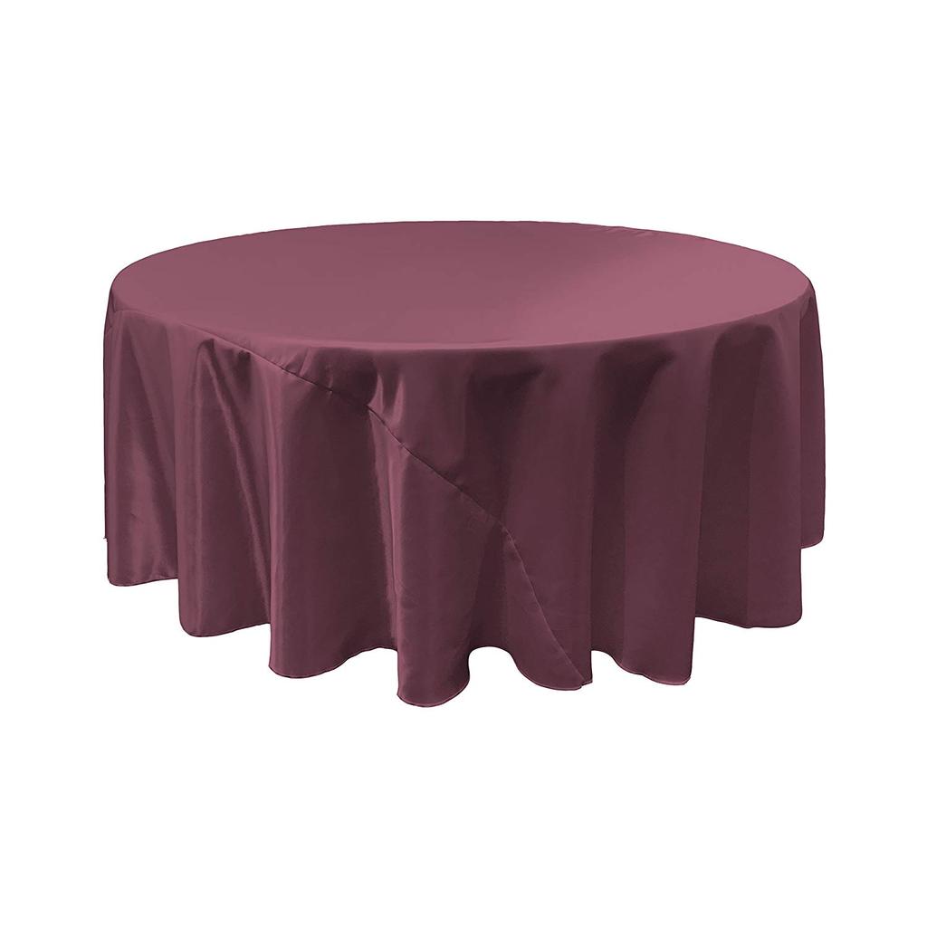 Eggplant Bridal Satin Round Tablecloth 90″