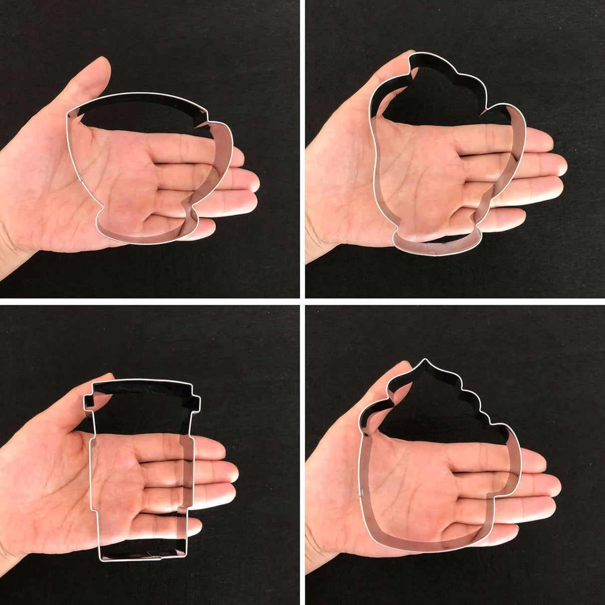 Large Coffee Cup Cookie Cutter Set – 4 Pcs Coffee Mug Hot Cocoa Teacup & Letter Cutters