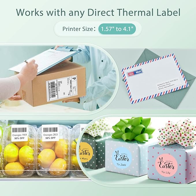 JADENS Bluetooth Thermal Label Printer -Wireless Shipping Label Printer for Small Business & Package, USPS, Etsy, Amazon, Compatible with iPhone, Windows, Android