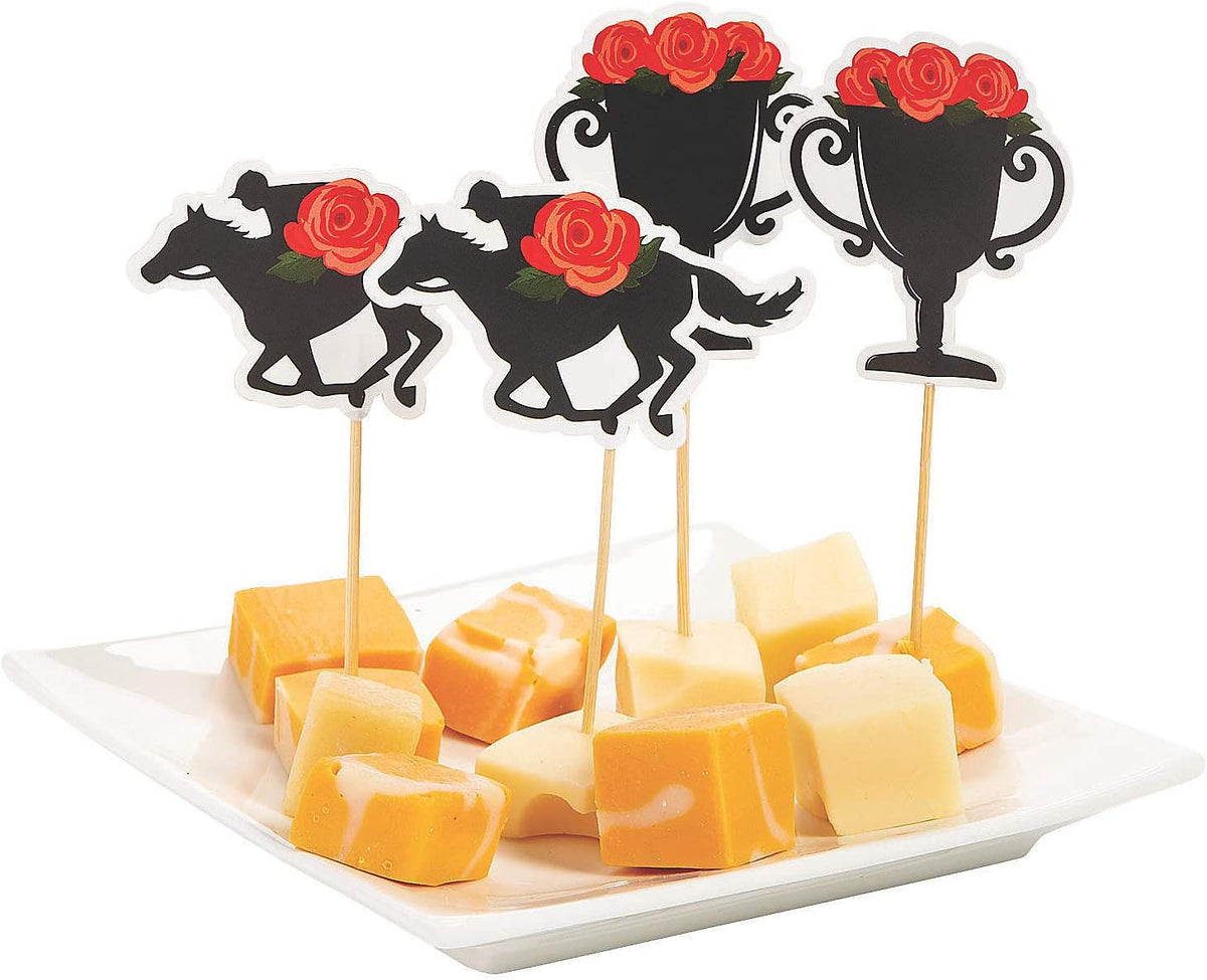 Kentucky Derby horse race-themed food & cupcake 12 piece topper picks set