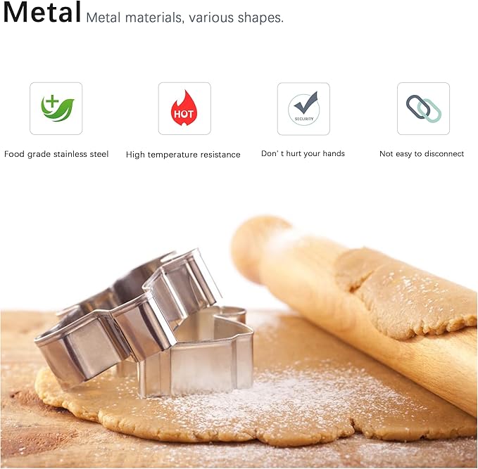 10 PCS Christmas Cookie Cutters – Metal Holiday Shapes for Cookies, Fondant & Pastries
