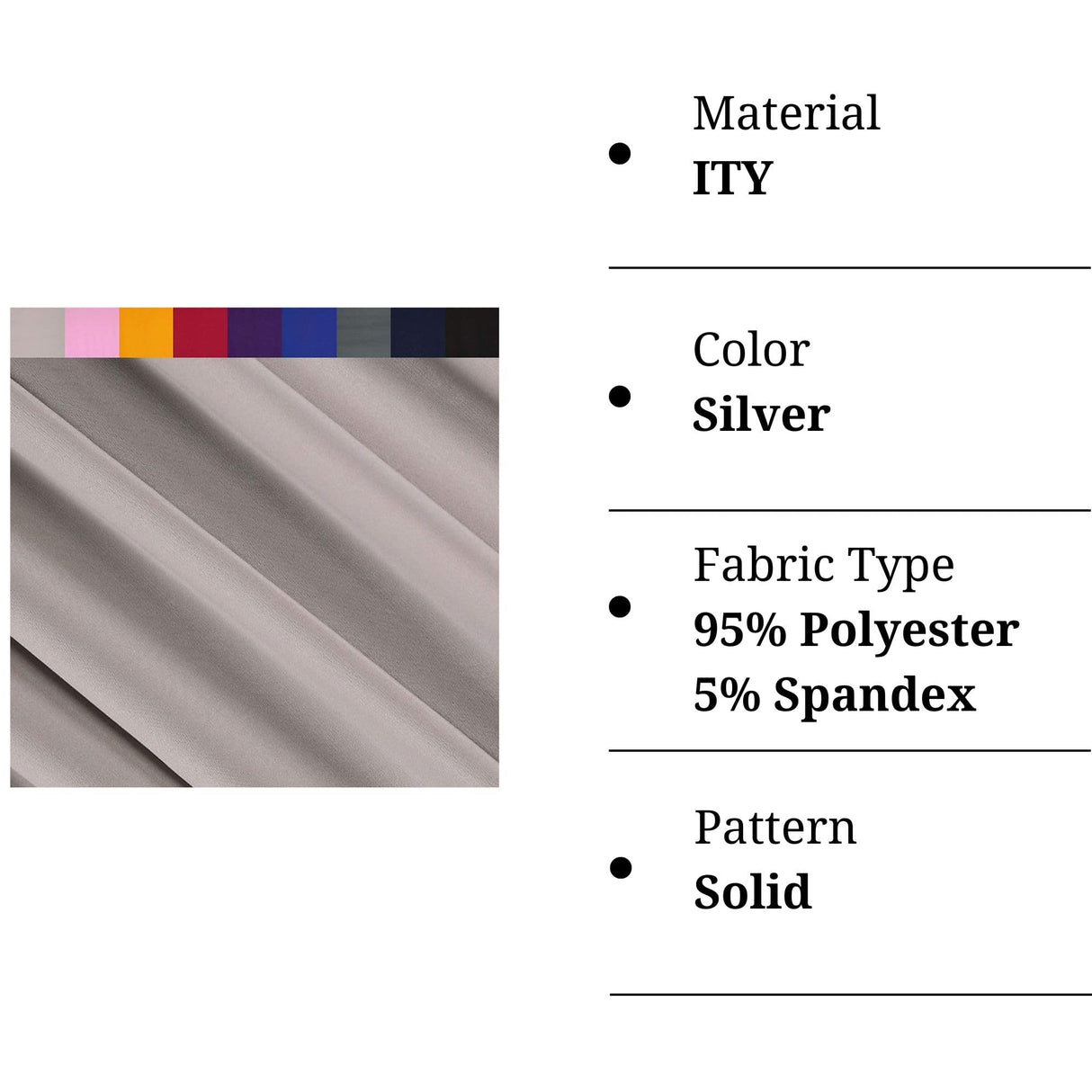 ITY Polyester Spandex Fabric Silver