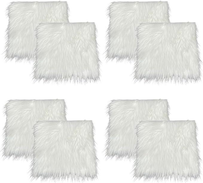 Faux Fur Fabric 8-Piece Square White 10x10