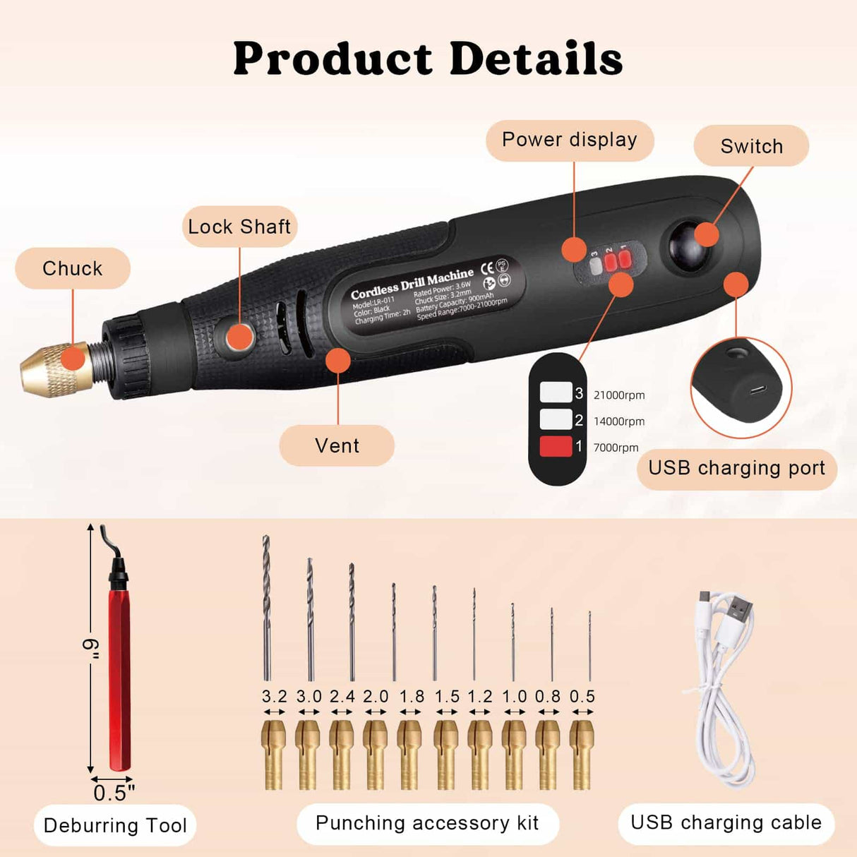 Resin Drill with Deburring Tool - Mini Cordless
