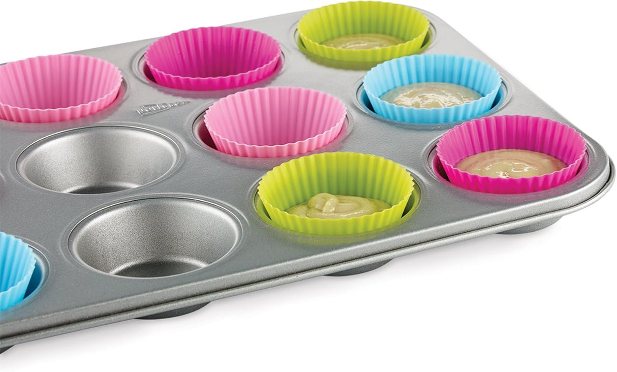 Assorted Colors Silicone Baking Cup, Fox Run Brand, Standard Size, 2 3/4" x 1 1/4" - 12 cups / set