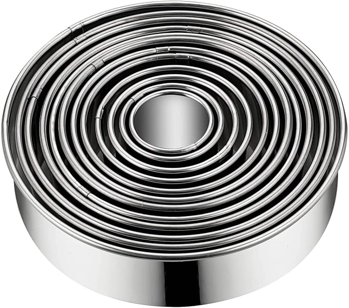 12 PCS Round Cookie Cutters – Commercial Grade Stainless Steel Dough & Biscuit Cutters