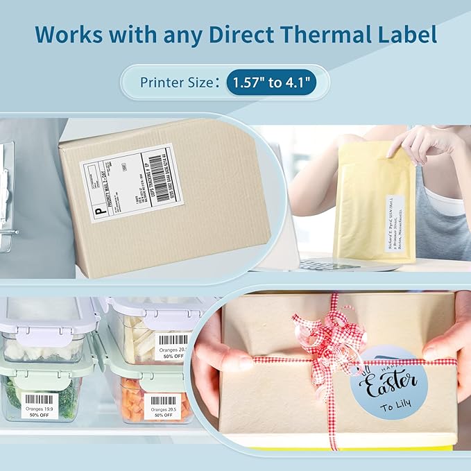 JADENS Bluetooth Thermal Label Printer -Wireless Shipping Label Printer for Small Business & Package, USPS, Etsy, Amazon, Compatible with iPhone, Windows, Android