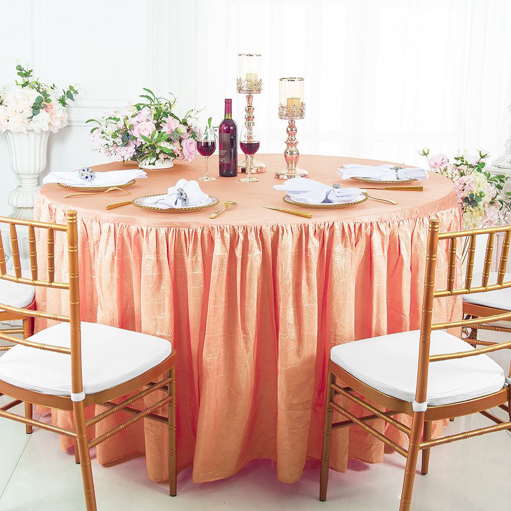 Round Crushed Taffeta Tablecloth With Skirt