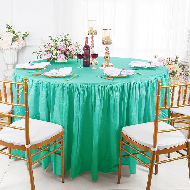 Luxury Round Ruffled Crushed Taffeta Tablecloth