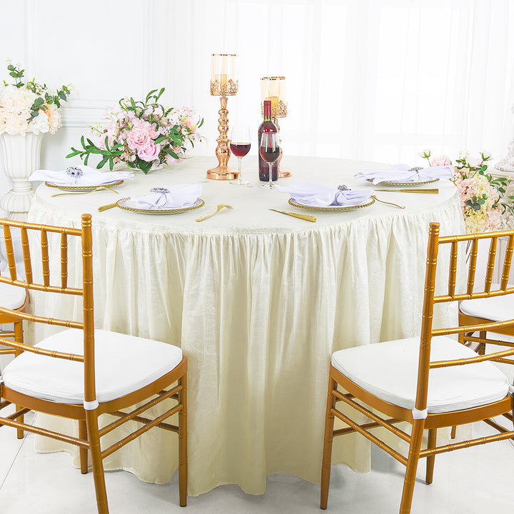 Luxury Round Ruffled Crushed Taffeta Tablecloth