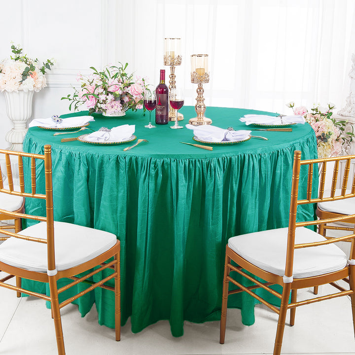 Luxury Round Ruffled Crushed Taffeta Tablecloth