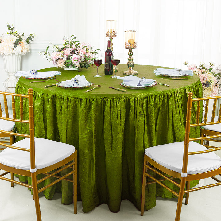 Luxury Round Ruffled Crushed Taffeta Tablecloth
