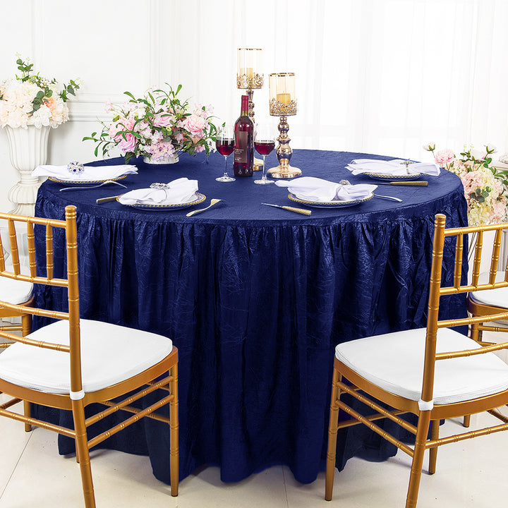 Luxury Round Ruffled Crushed Taffeta Tablecloth