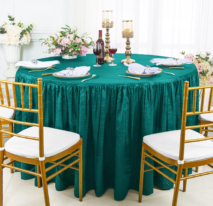 Luxury Round Ruffled Crushed Taffeta Tablecloth
