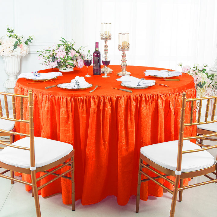Luxury Round Ruffled Crushed Taffeta Tablecloth