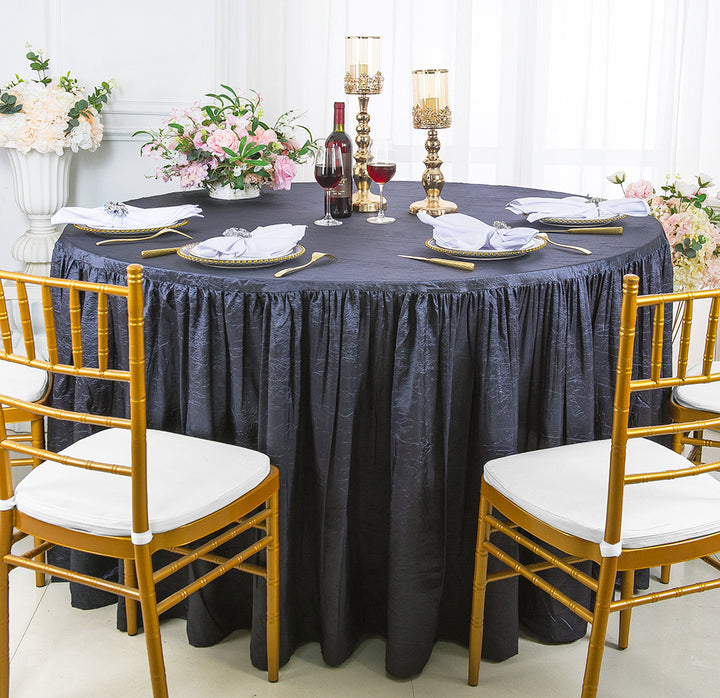 Luxury Round Ruffled Crushed Taffeta Tablecloth