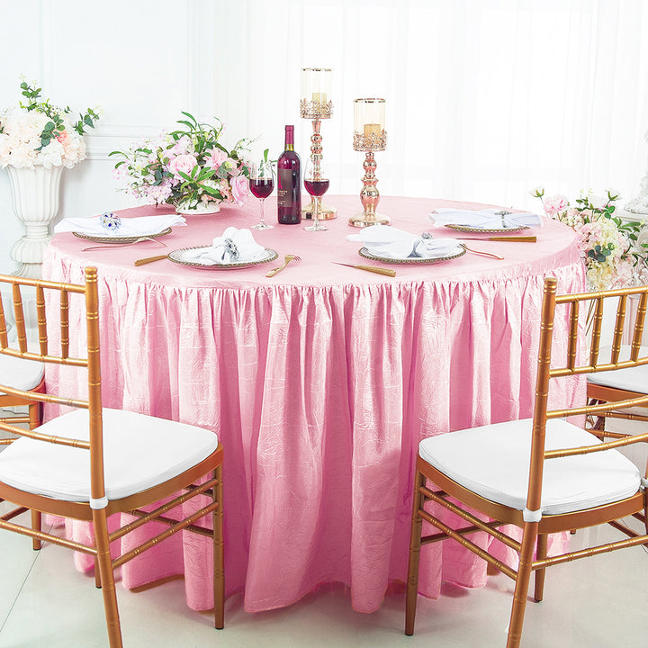 Luxury Round Ruffled Crushed Taffeta Tablecloth