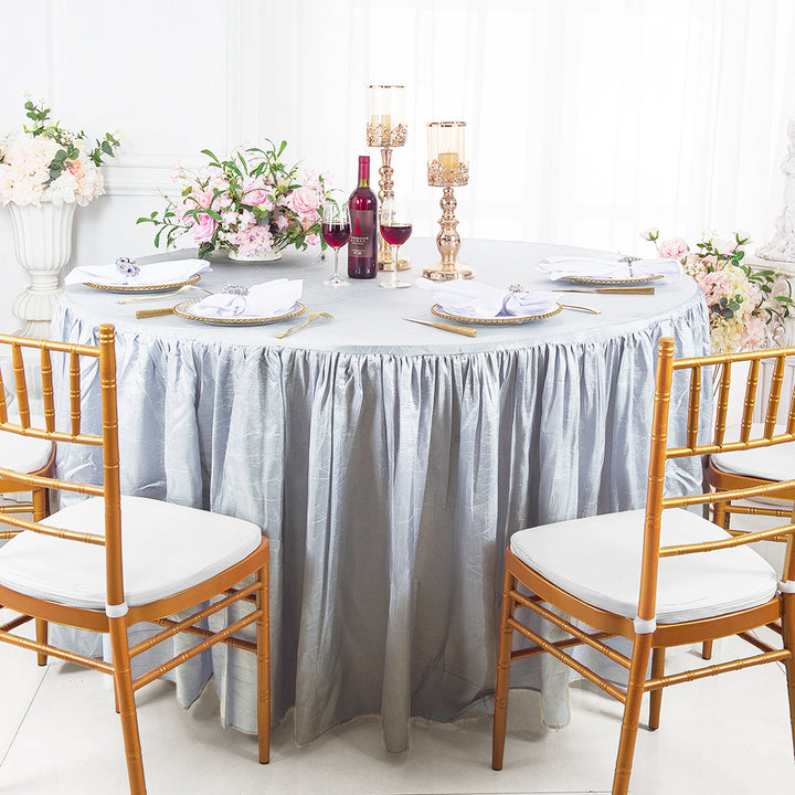 Luxury Round Ruffled Crushed Taffeta Tablecloth