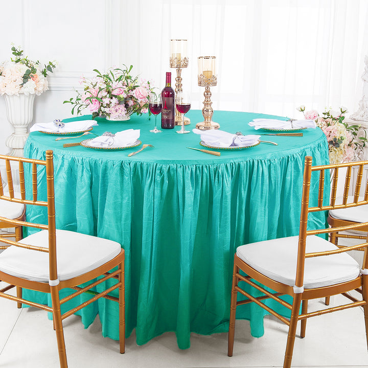 Luxury Round Ruffled Crushed Taffeta Tablecloth