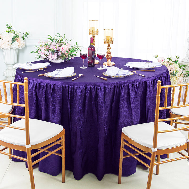 Luxury Round Ruffled Crushed Taffeta Tablecloth