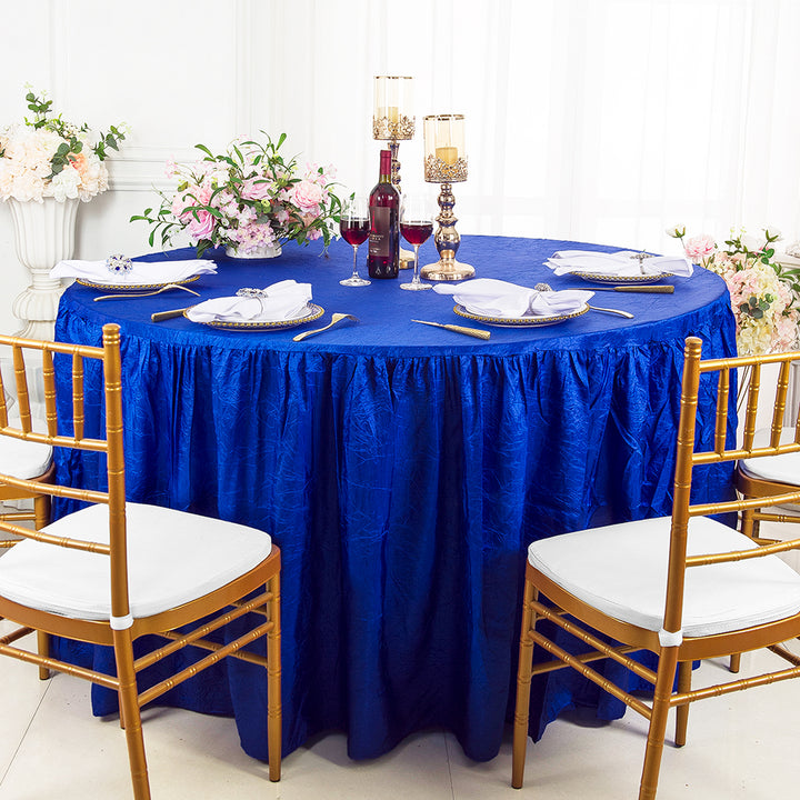 Luxury Round Ruffled Crushed Taffeta Tablecloth