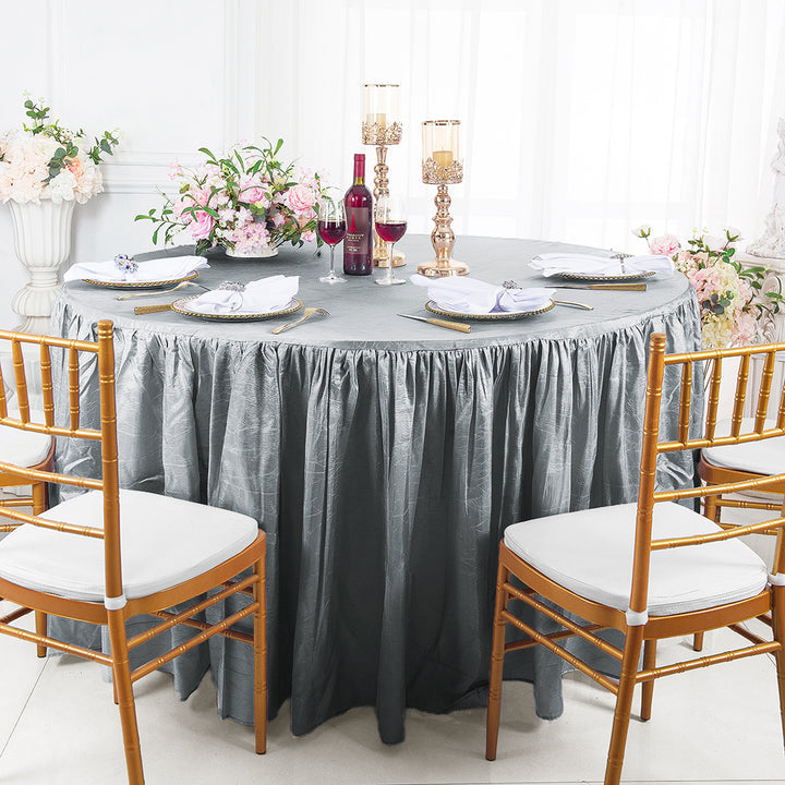 Luxury Round Ruffled Crushed Taffeta Tablecloth