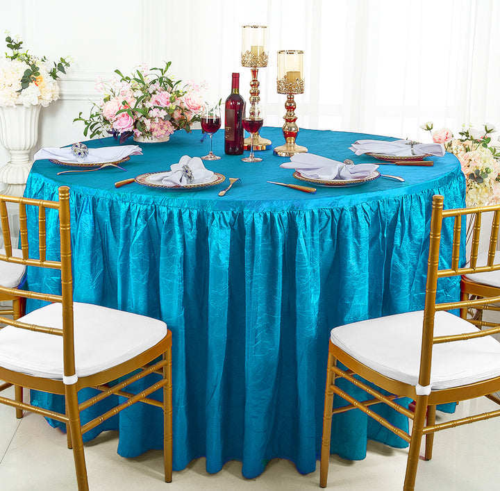 Luxury Round Ruffled Crushed Taffeta Tablecloth