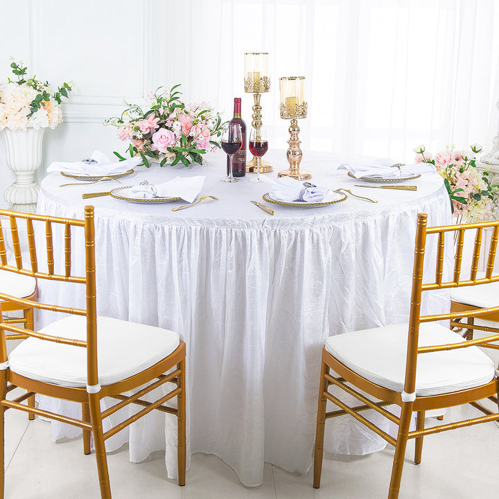 Luxury Round Ruffled Crushed Taffeta Tablecloth