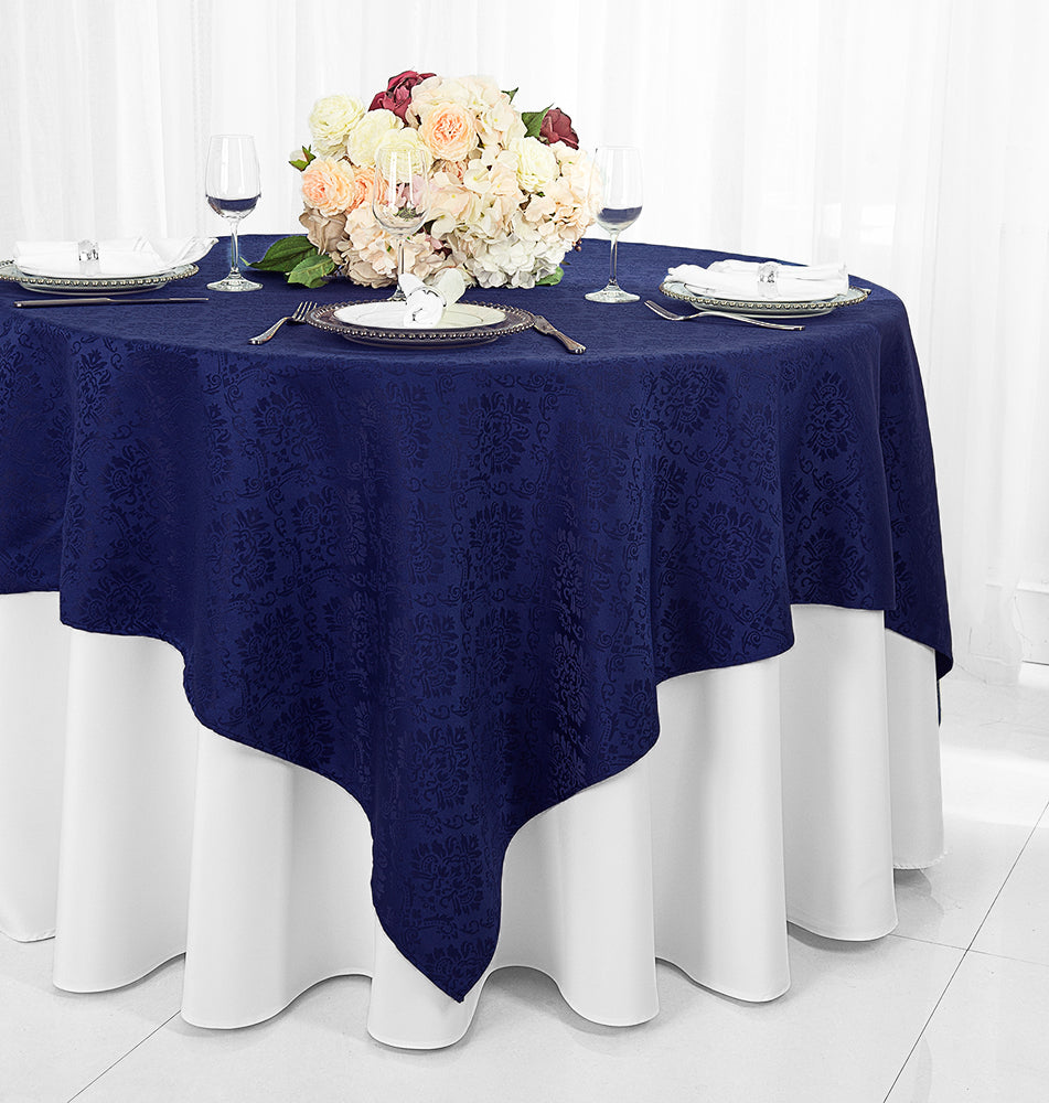 Square Polyester Table Overlay 72x72 Navy Blue