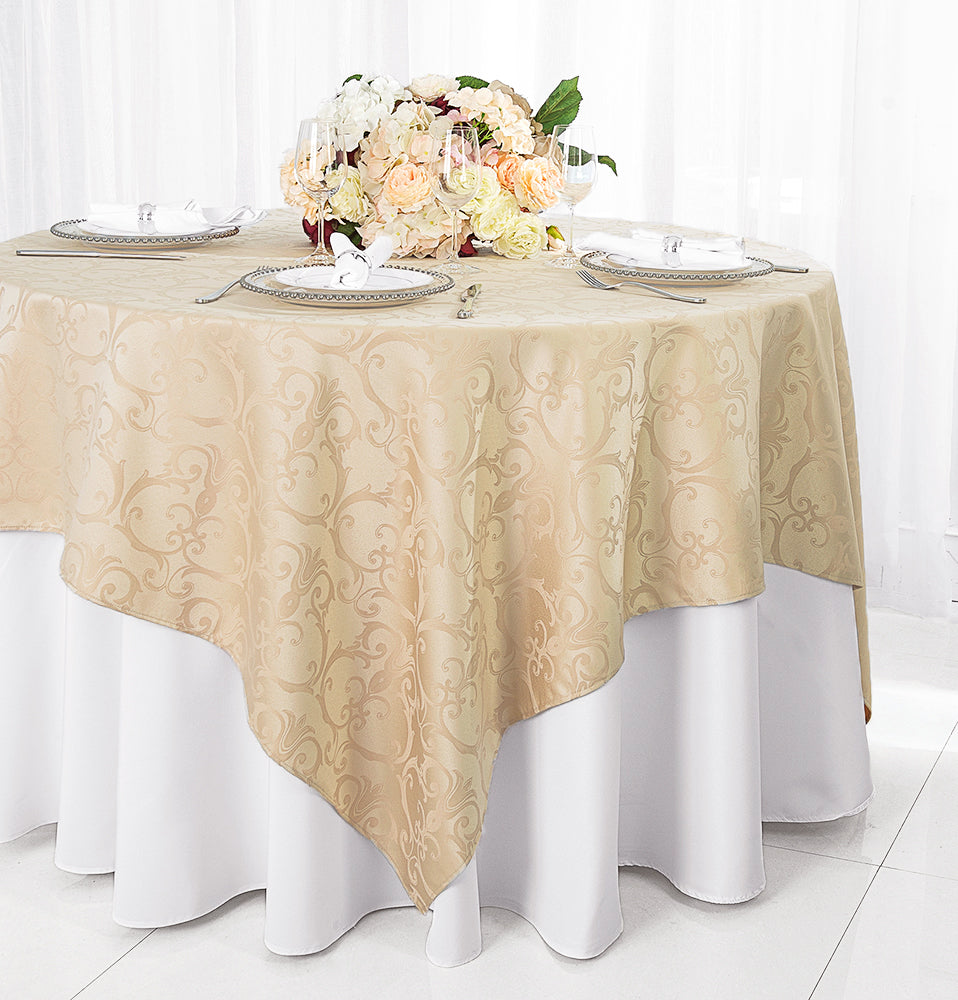 Square Polyester Table Overlay 72x72 Champagne