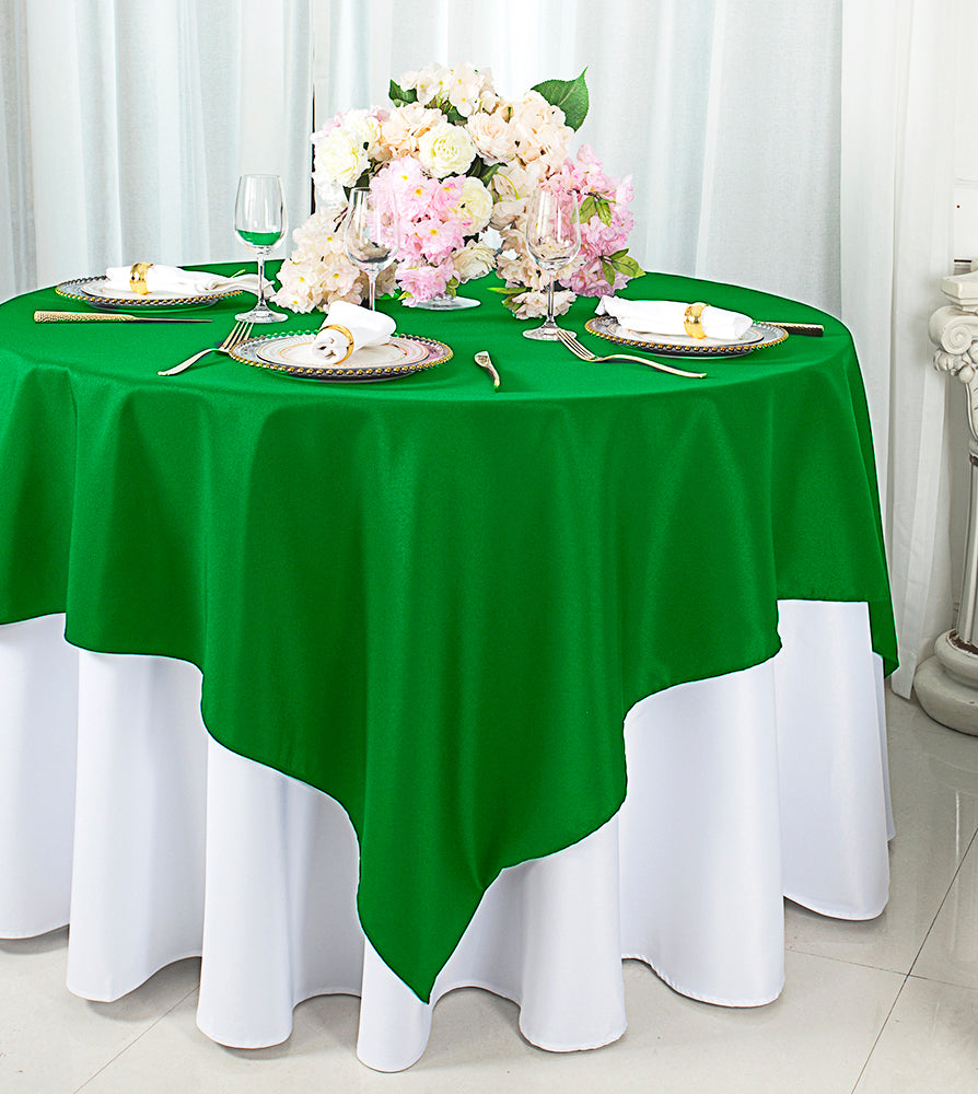 Square Polyester Table Overlay Topper 72x72 Emerald Green