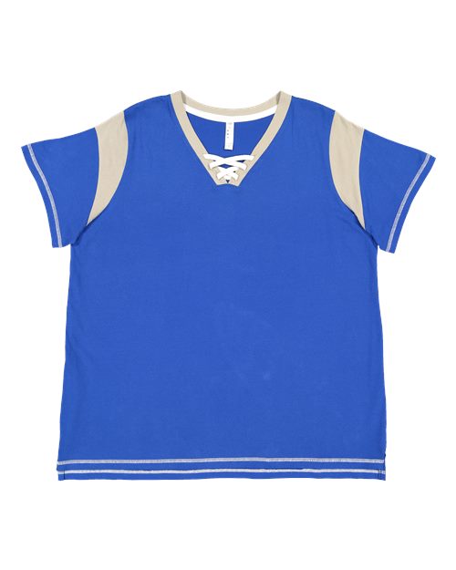 LAT Women's Curvy Lace-Up Fine Jersey Tee