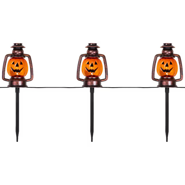 Northlight 16.5-in Freestanding Lighted Jack-o-lantern Craft Pumpkin 3-Pack Halloween Decoration