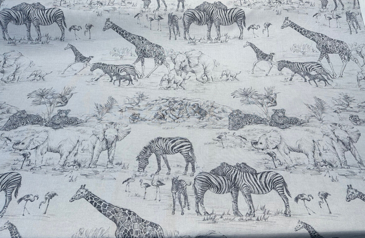Covington Jungle Love Graphite Drapery Upholstery Fabric - Graphite, Animal Print, 54" Width (1 Yard)