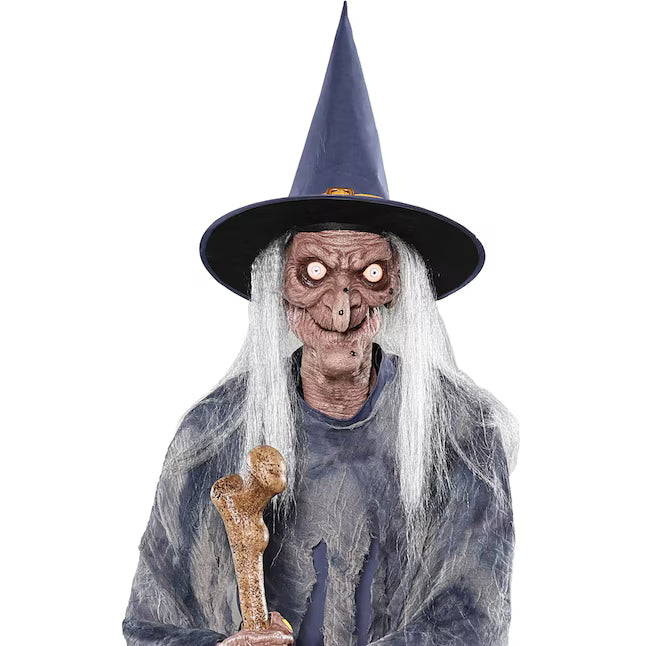 Haunted Living 6-ft Witch with Cauldron Motion Activated Lighted Animatronic Halloween Decoration