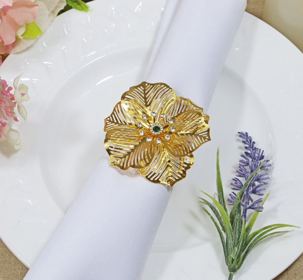 Gold Flower Napkin Ring