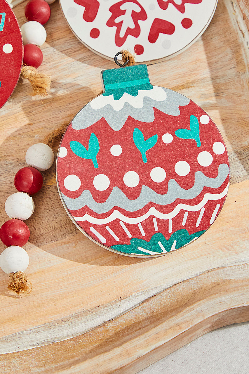 5” Nordic Pattern Wood Ornament