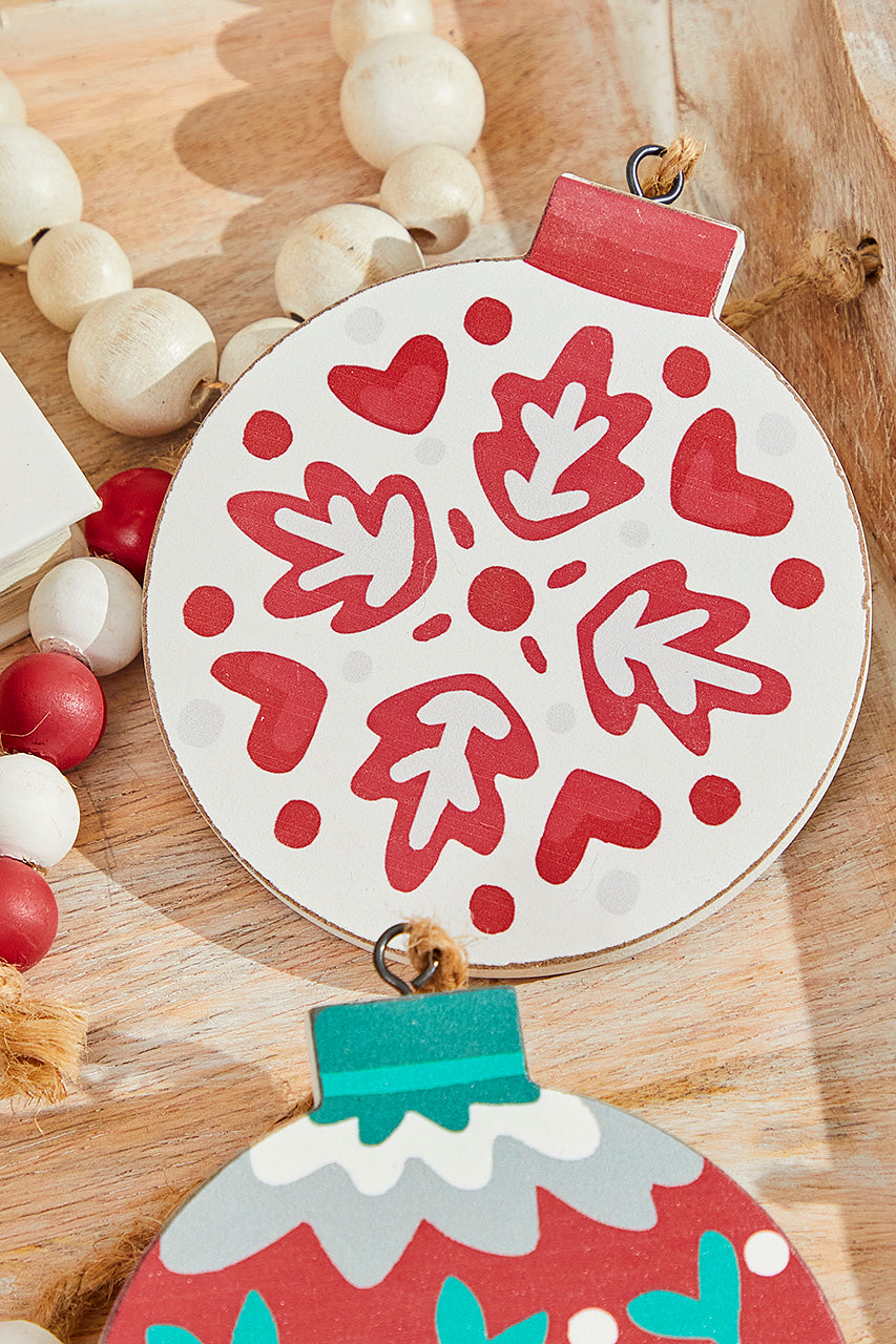 5” Nordic Pattern Wood Ornament