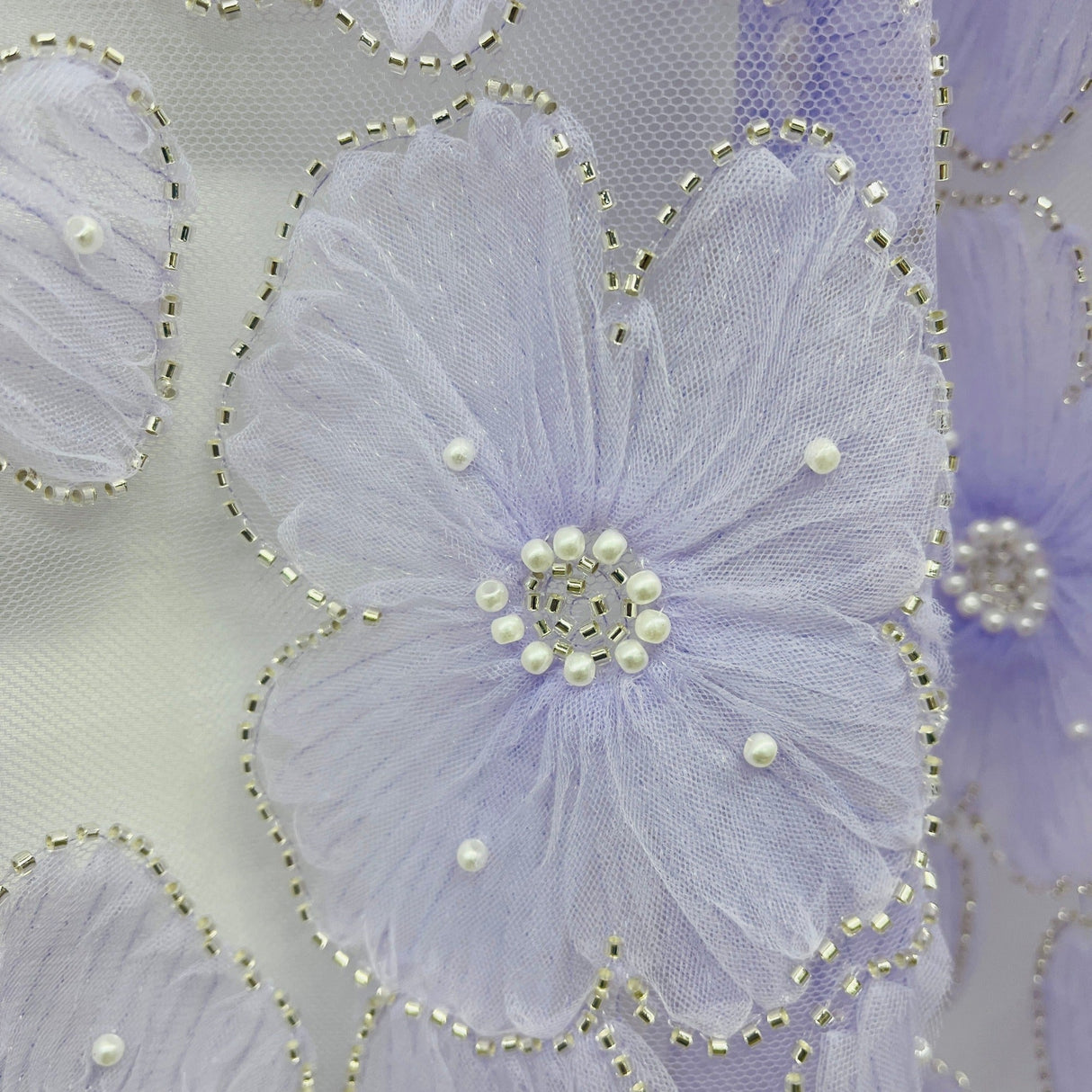 Beaded 3D Floral Lace Fabric 52" Wide