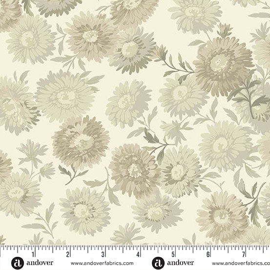 Cotton Wideback Fabric Cream Dove Chrysanthemum 108"