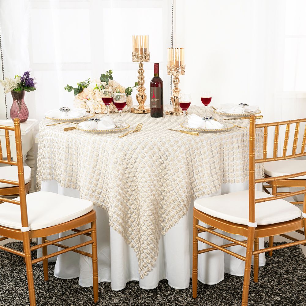 Square Lace Table Overlay 72x72 Ivory