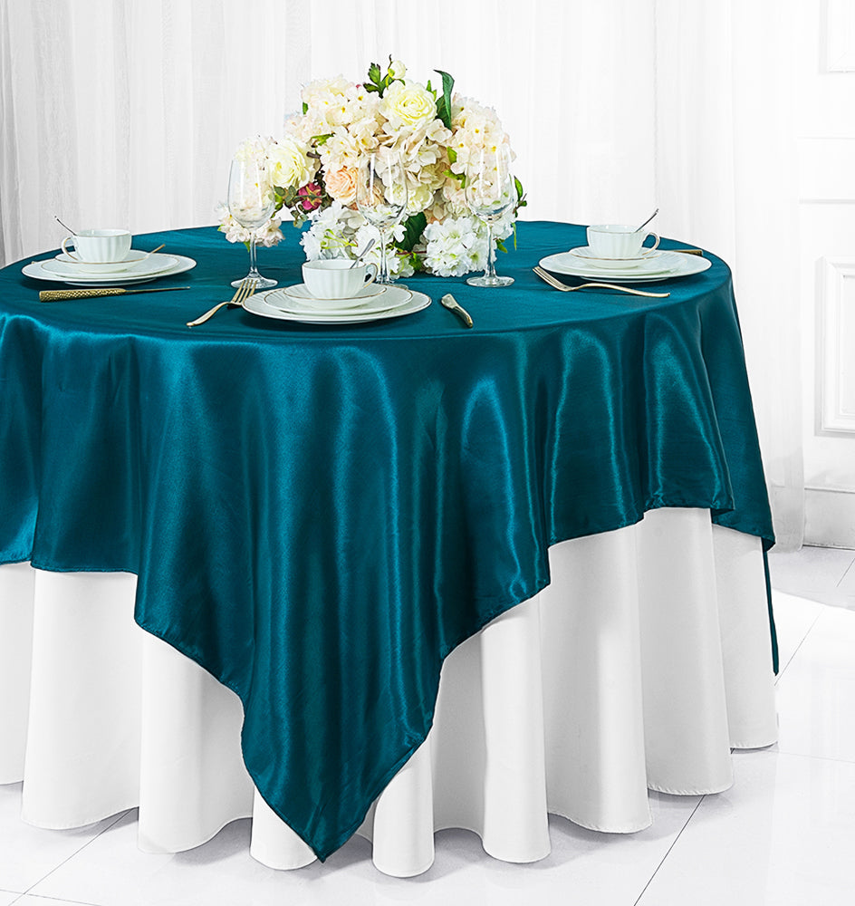 Seamless Square Satin Table Overlay Premium Polyester Cloth