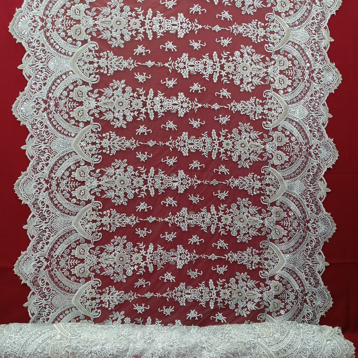 Beaded Lace Fabric 100% Polyester Net Mesh 51"