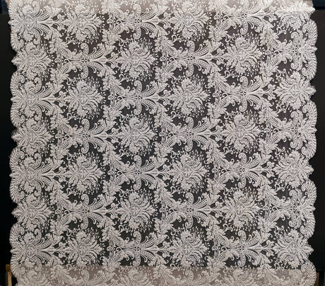 1 Yard Beaded Lace Fabric Embroidered on 100% Polyester Net Mesh