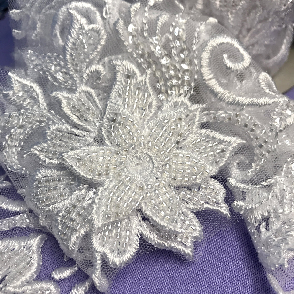 Beaded 3D Floral Lace Trimming