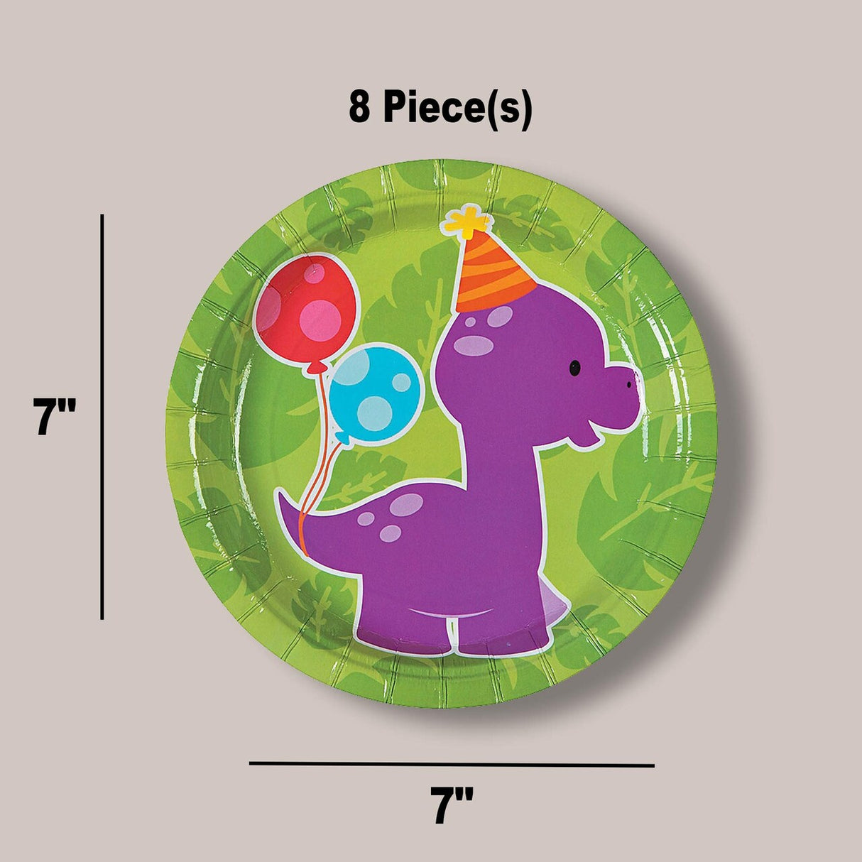 8 Ct. Little Dino Brontosaurus Paper Dessert Plates 7-Inch Dinosaur Party Tableware